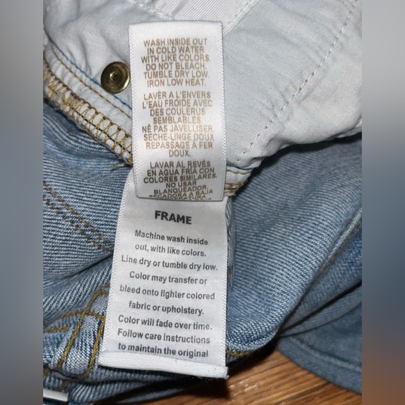 Frame Le High Straight Jeffrey Jean distressed ripped light wash size 25 preppy - Picture 12 of 12